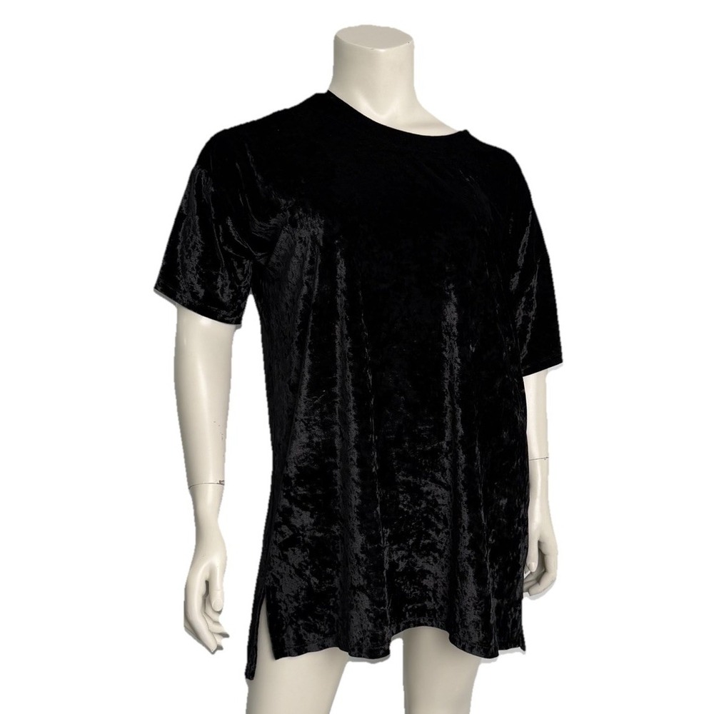 Women's Black Crushed Velvet Dress Extra Lrge Holiday Dress Whimsigoth Gothcore‎